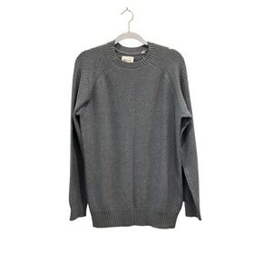 Billy Reid Mens Grey Textured Cotton Crewneck Raglan Sweater Size Large
